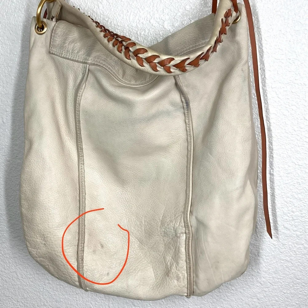Christopher Kon large hobo Bag Boho Ivory Genuine pebbled leather Crossbody